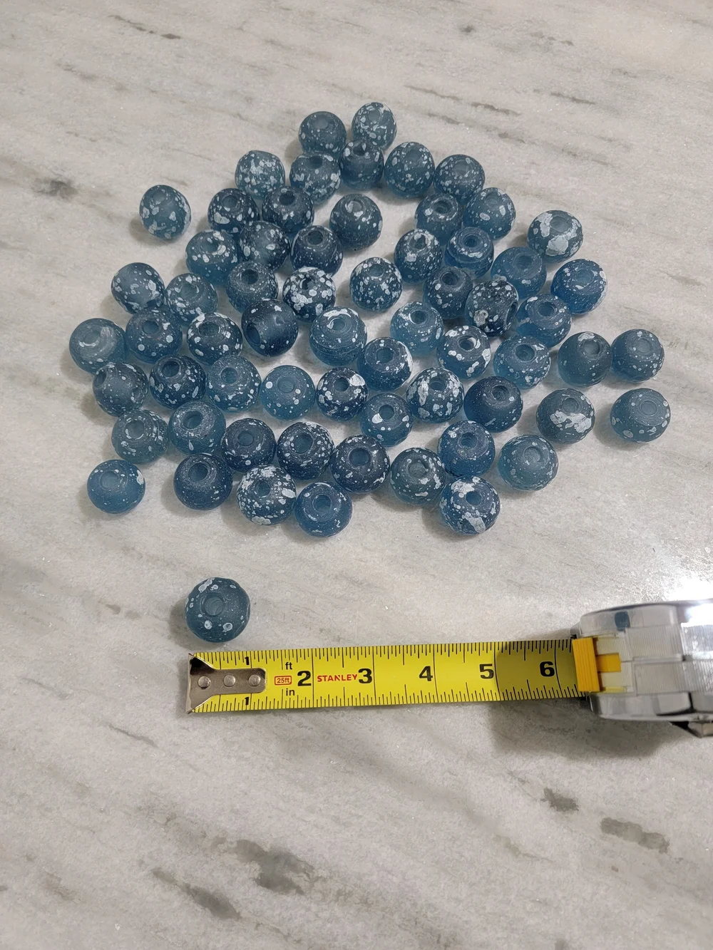 Blue Speckled Glass Beads - Lot of Round Beads